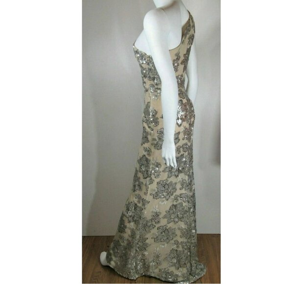 Vince Camuto Metallic Sequin One-shoulder Gown - Picture 3 of 5